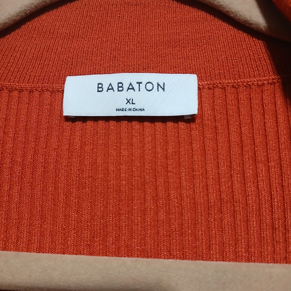 BABATON Orange Ribbed V Neck‎ Collar Long Sleeve Sweater Knit Top XL - Picture 6 of 10